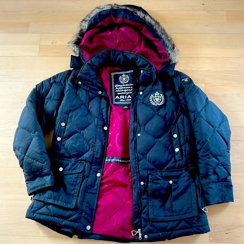 Ariat puffer riding jacket in dark blue